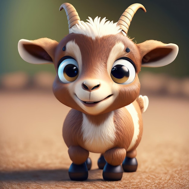 Cute smile goat 3d character