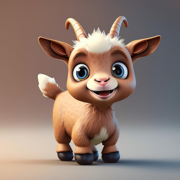 Cute smile goat 3d character