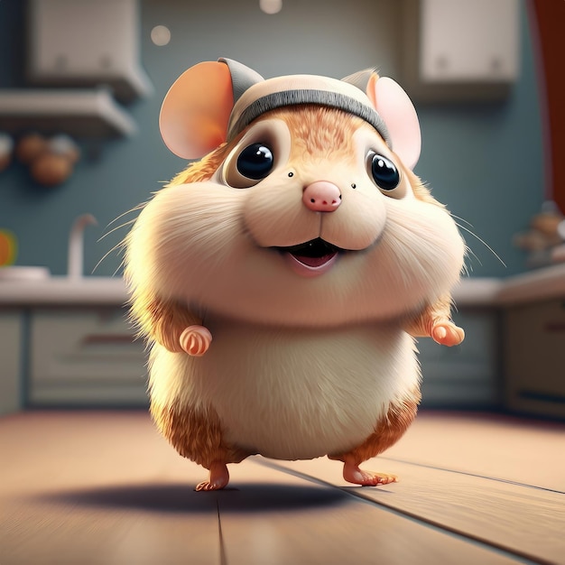 Photo cute smile hamster 3d character