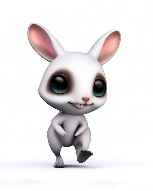 Cute smile kangaroo 3d character on white background