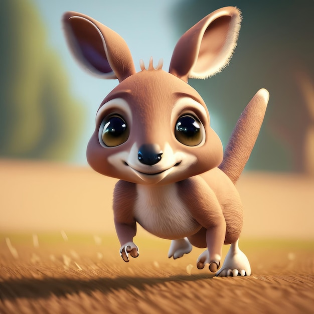 Cute smile kangaroo 3d character