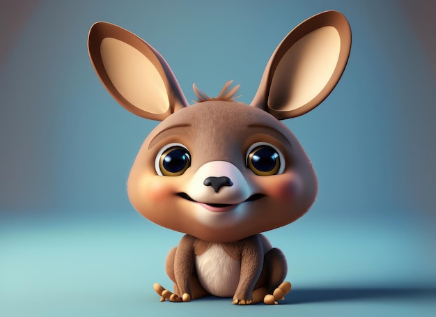 Cute smile kangaroo 3d character