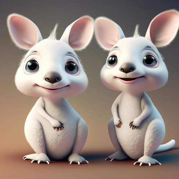 Cute smile kangaroo 3d character