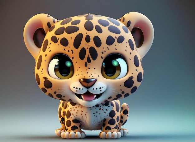 Cute smile leopard 3d character