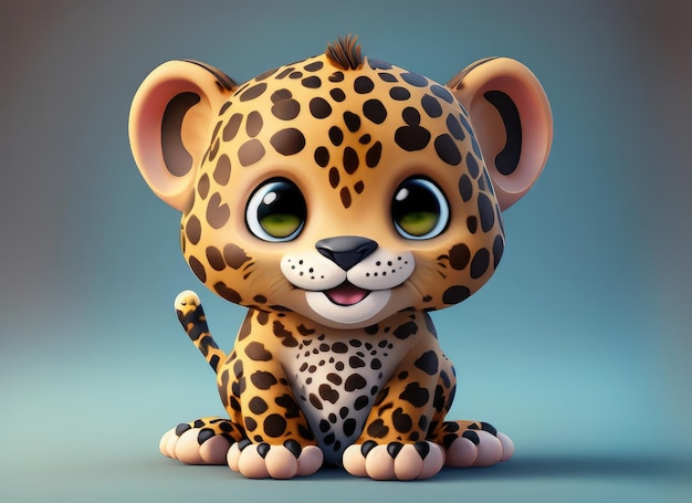 Cute smile leopard 3d character