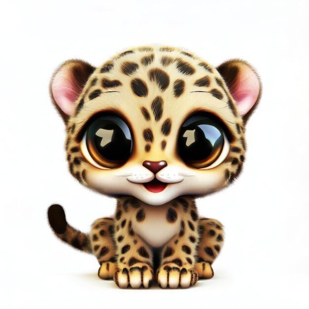 Cute smile leopard 3d character