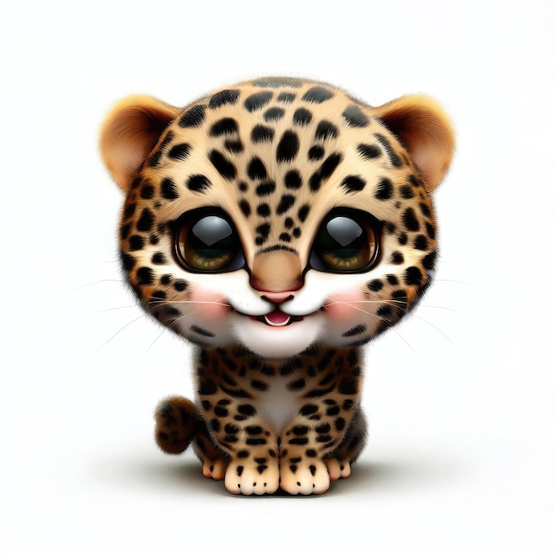 Cute smile leopard 3d character