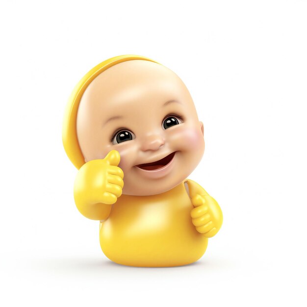 Photo cute smiley face baby showing ok sign on white background