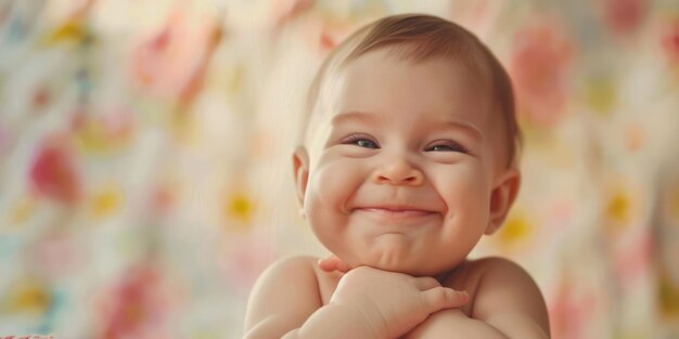 Foto dolce sorriso bambino pieno corpo colori dolci