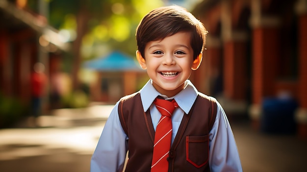 cute smiling boy wearing school clothes