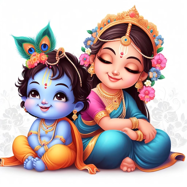 Premium AI Image | Cute Smiling Lord Krishna as kid Happy Janmashtmi