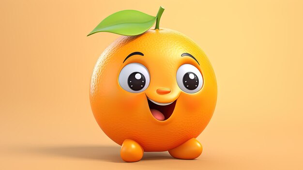 Photo cute smiling orange fruit emoji generated by ai