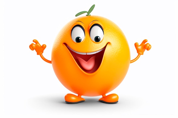 Cute smiling orange with hands and legs