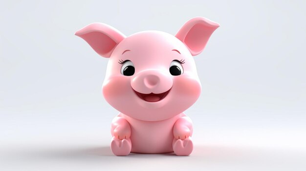 귀여운 웃는 돼지 매우 귀여운 로고 흰색 배경 생성 Ai