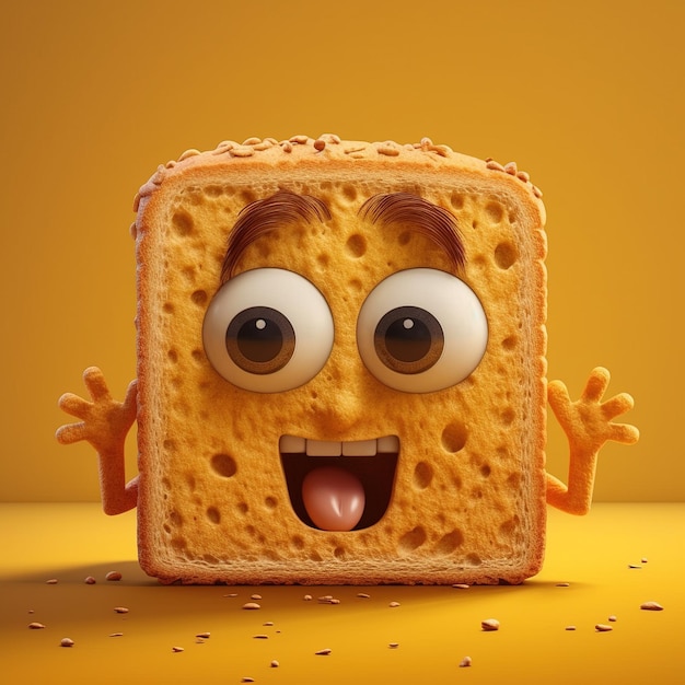 Cute Smiling Sandwich Character isolated on yellow Background