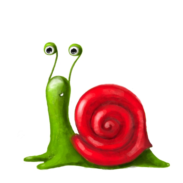 cute snail hand drawn summer illustration funny clipart with cartoon character