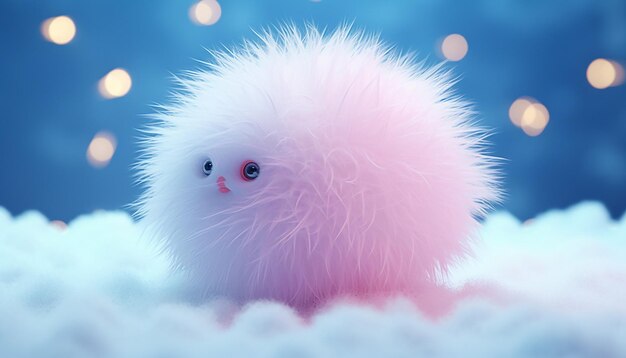 Photo cute snowball fluffy snow super realistic