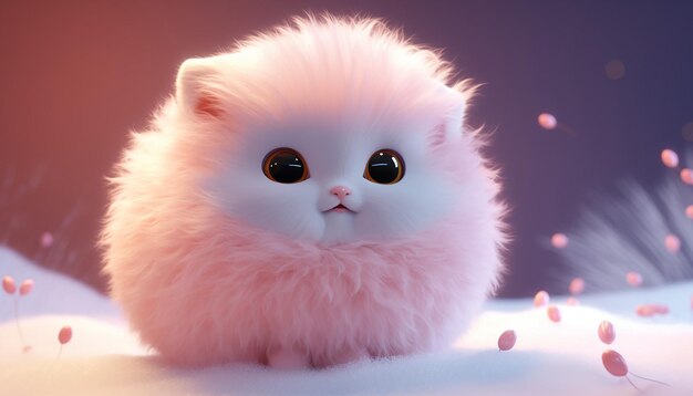 Photo cute snowball fluffy snow super realistic