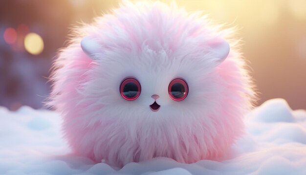 Photo cute snowball fluffy snow super realistic