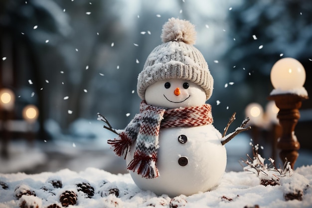 cute snowman on christmas background