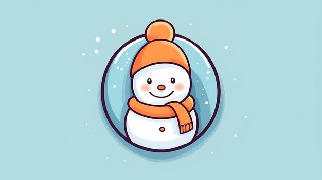 かわいい雪だるまのモダンなイラスト クリスマスの休日デザイン 生成 AI