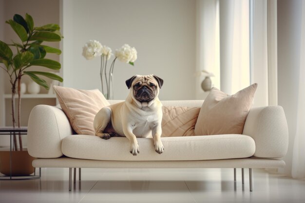 Photo cute sofa for a dog interior details for pet lovers