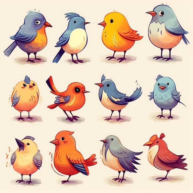 Photo cute song bird animal illustration