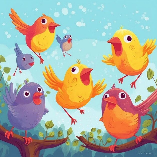 Photo cute song bird animal illustration