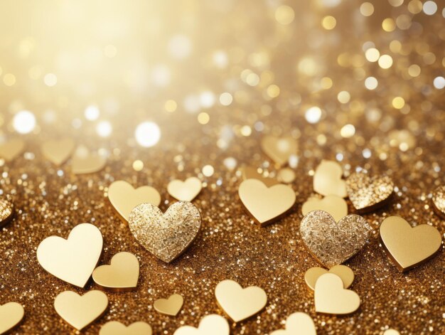 Photo cute sparkly gold glitter hearts background