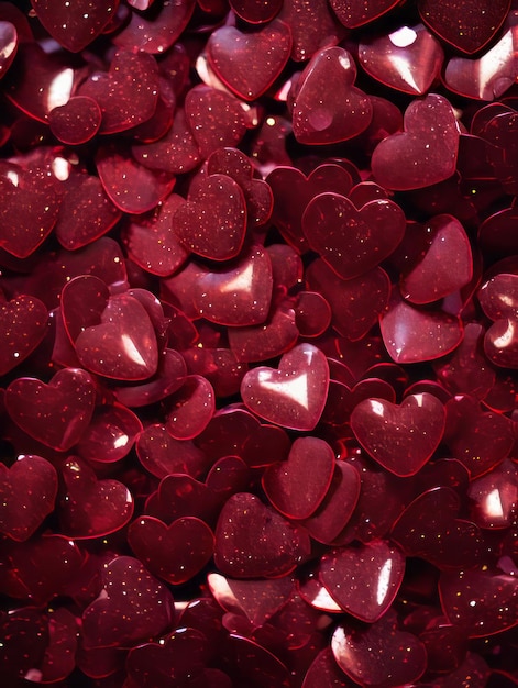 Photo cute sparkly ruby glitter hearts background