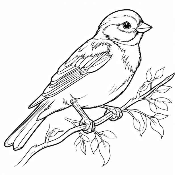 Cute sparrow bird drawing coloring page picture AI Generated art