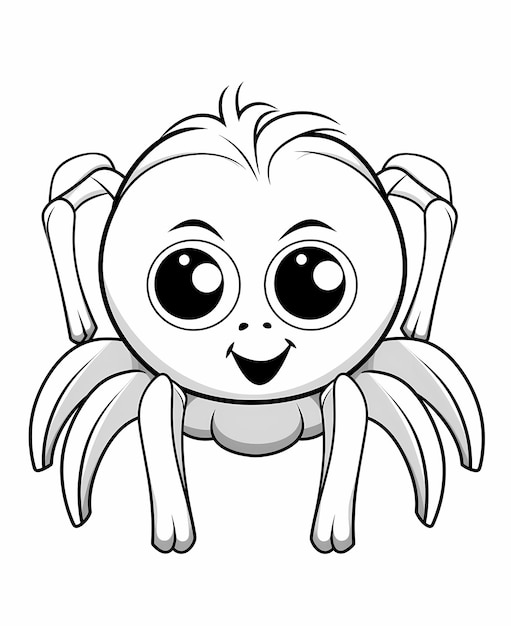 Photo cute spider halloween adventure crisp coloring book page with thick outlines