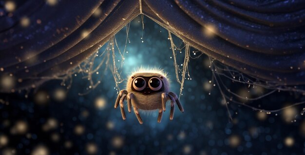 Photo cute spider hanging under her web digital art hd wallpaper