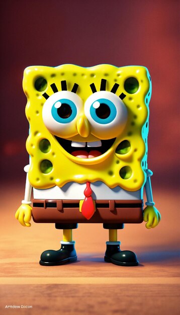 A cute spongebob full body image of cute realistic vivid colors octane render trending on