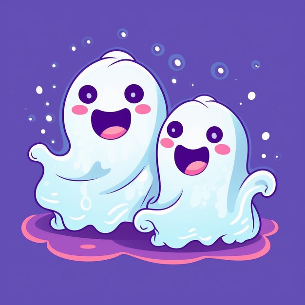 Cute and spooky ghost vector art halloween clipart characters and designs