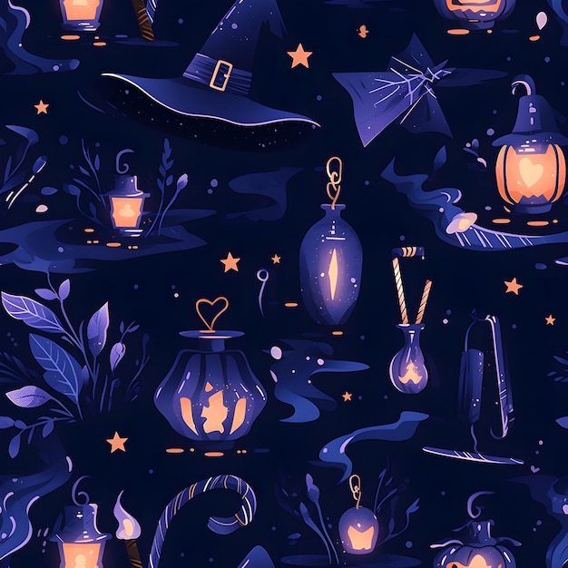 Cute and spooky Halloween pattern