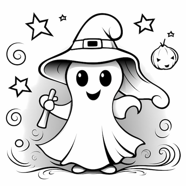 cute and spooky kid coloring page Halloween