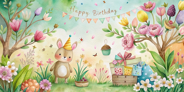 Cute Spring Birthday Invitation image