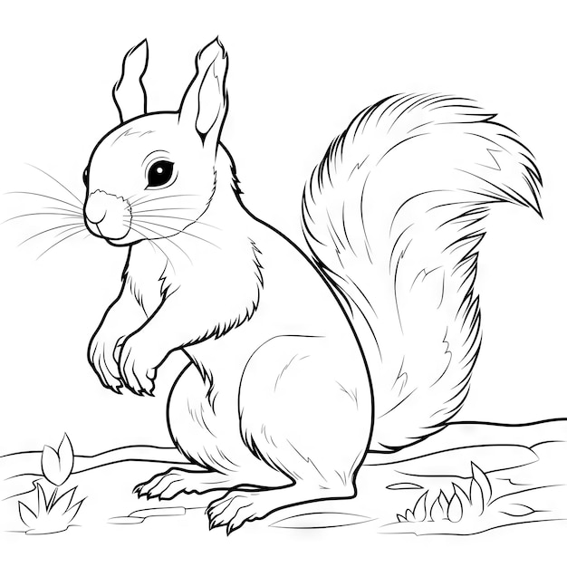 Photo cute squirrel animal cartoon design for coloring