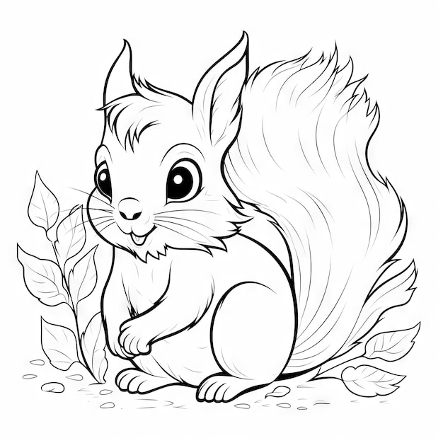 Photo cute squirrel animal cartoon design for coloring