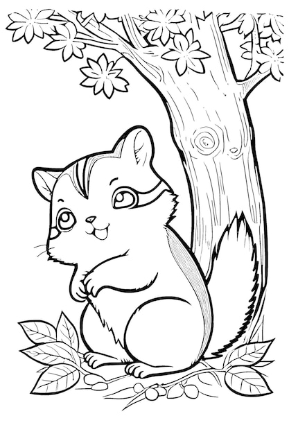 Cute squirrel coloring page