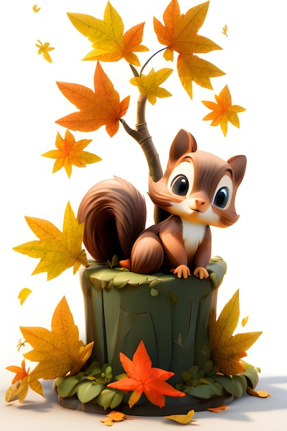 Photo cute squirrel in maple tree ai generated