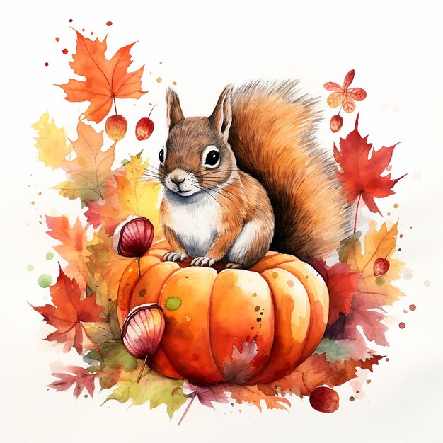 A cute squirrel with nuts 3D cartoon