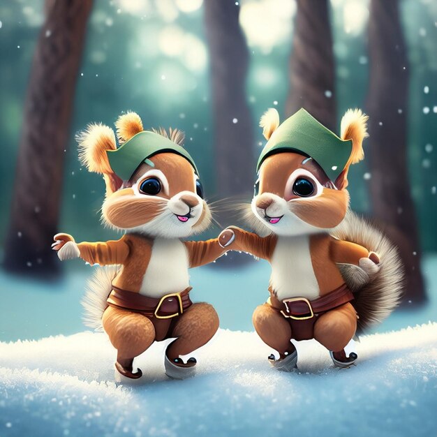 Premium AI Image | cute squirrels dancing