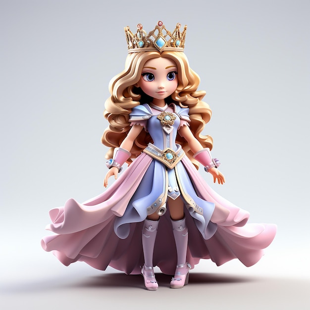 cute Static Princess 3D Model Clash of Clans Style on white background