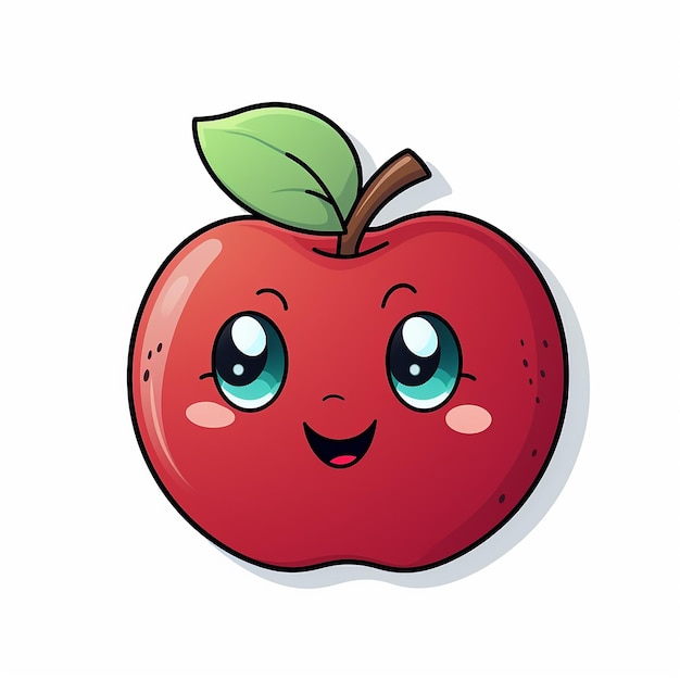 Cute sticker of apple on white isolated background