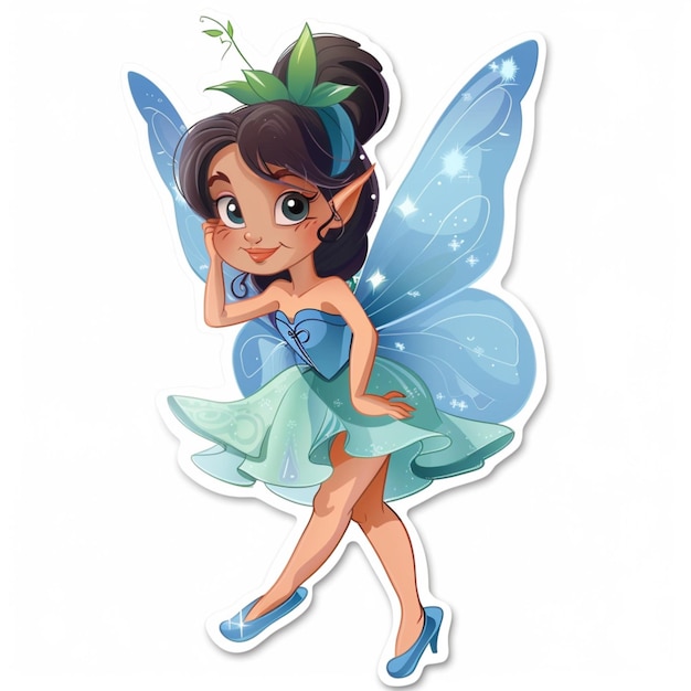 cute sticker design of a little fairy in a beautiful outfit