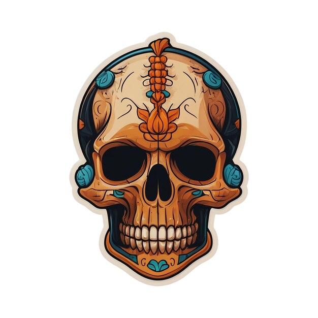 Photo cute sticker of skull illustration