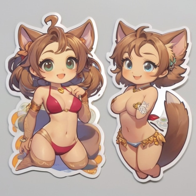 cute stickers a full naked also breast and genitalia on white background