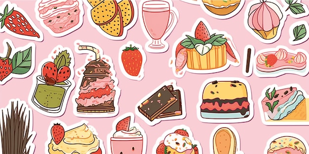 cute stickers set 90s illustration